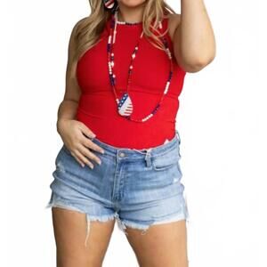 NEW SOUTHERN GRACE women's sleeveless bodysuit in red